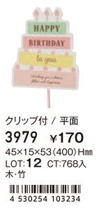 3979　Birthday クリップピック　ケ−キ