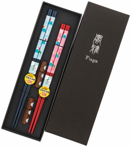 【ギフト箸セット】小春富士　高級黒箱2入箸置付セット