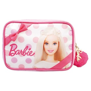 Barbie バービー  ファーチャーム付き コスメポーチ サテン ホワイト 31267