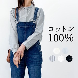 Button Shirt/Blouse Plain Color Long Sleeves Stripe Tops Ladies' Polka Dot