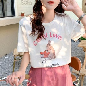 【値下げ】24ss NEW ラビット プリント Tシャツ 半袖 韓国ファッション