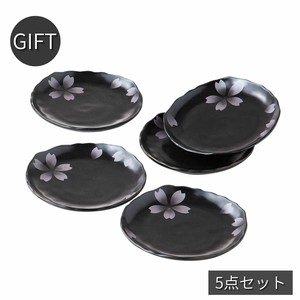 ギフト　黒桜4寸皿5客 美濃焼 日本製