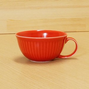 赤釉 スープカップ 赤 スープ カップ 波佐見焼 日本製 スープマグ 彫り しのぎ