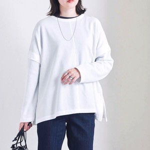 T-shirt Pullover Crew Neck Slit Long T-shirt Layered Thermal Cut-and-sew
