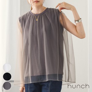 T-shirt Tulle Layered Tops 2024 New S/S