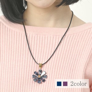 日本製 ネックレス ペンダント レディース 花 フラワー マーブル 青 紫 可愛い プレゼント N