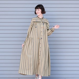 Casual Dress Stripe One-piece Dress Embroidered 【2024NEW】