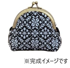 オリムパス　日本の伝統刺繍　こぎんキット　がま口ポーチ　丸型(黒)　37
