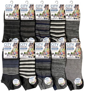 Ankle Socks Pattern Assorted Spring/Summer Socks Border Cotton Blend 10-types