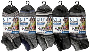 Ankle Socks Pattern Assorted Spring/Summer Socks Border Cotton Blend 3-pairs 10-types