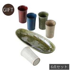 ギフト 五彩盛皿付フリーカップ  日本製 美濃焼 陶器