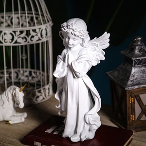 優しい子供の天使！欧風の復古調お祈りする白い天使彫像カトリック教会聖霊洗礼聖書守護天使輸入品