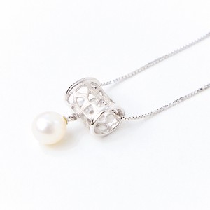Pearls/Moon Stone Silver Chain Design Necklace