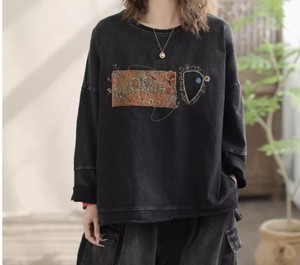 T-shirt Long Sleeves T-Shirt Embroidered Ladies'