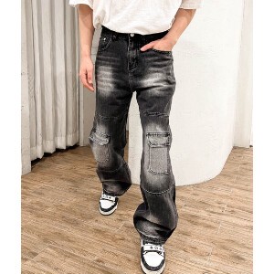 Full-Length Pant black Wide Pants Men's 2024 Spring/Summer