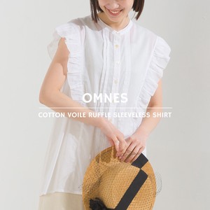 Button Shirt/Blouse Cotton Voile Sleeveless 2024 Spring/Summer