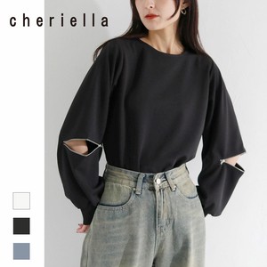 カットジョーゼット袖ファスナープルオーバー/cheriella