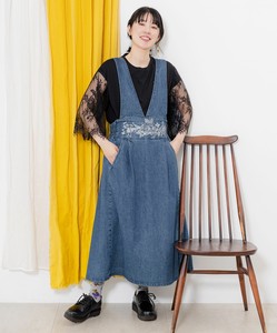 Skirt Denim Embroidered Jumper Skirt