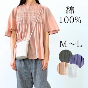 Button Shirt/Blouse Plain Color Tops Ladies' 5/10 length