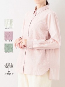【SDギャザリング】リーフ刺繍コットン　シャツ（3カラー）【24春夏新作】