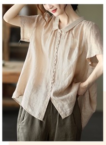シャツ  無地   半袖  ゆったり 苎麻  レディースファッション  TAY02