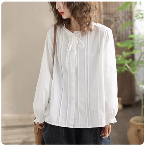 シャツ  無地   長袖     ゆったり 綿  レディースファッション TAY03