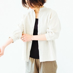 【レディース】オリジナルリネン - ギャザー7分袖シャツ
