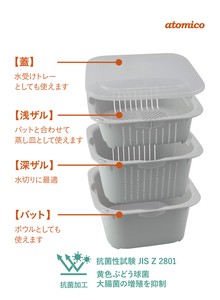 【CB JAPAN】電子レンジ食洗機対応　下ごしらえに便利な抗菌ザルバット