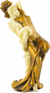 アールヌーボー様式ポーズをとる女性彫像黄金のドレスを着た貴婦人アルフォンスミュシャ作 サマー彫刻