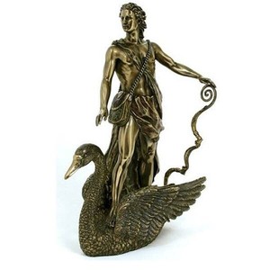 白鳥にのるアポロ（アポロン）太陽神ギリシャローマ神話彫像高さ約26cmオリンポス12神輸入品