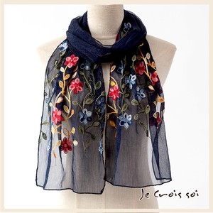 Stole Nylon Floral Pattern Embroidered Stole