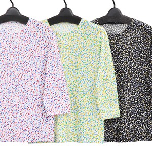T-shirt Plainstitch Pullover Colorful Floral Pattern Made in Japan