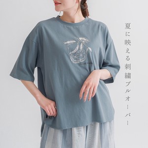 【2024新作】モチーフ刺繍ラウンドヘムTシャツ