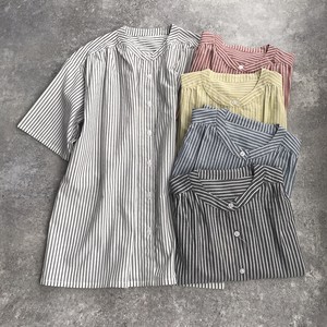 Button Shirt/Blouse Shirtwaist Colored Stripe 【2024NEW】