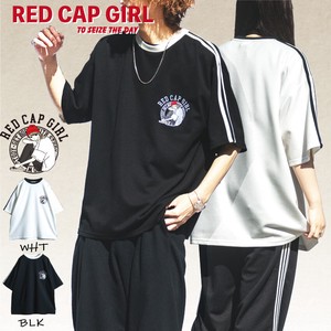 【24SS新作】RED CAP GIRL 接触冷感 とろみポンチ 胸刺繍 袖ライン 半袖T-shirt