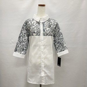 Button Shirt/Blouse Mixing Texture Tops Switching 5/10 length 2024 Spring/Summer