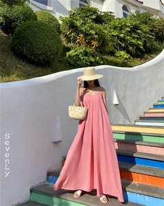 韓国ファッション キャミワンピース ワンピース ロング「2024新作」