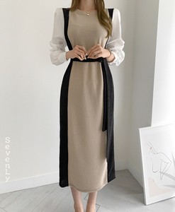 韓国ファッション ロングスカート ニットワンピース レディース「2024新作」