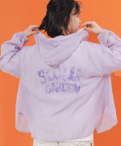 ScoLarスカラー　：花×ネコロゴプリント シアーフードシャツ