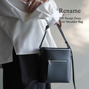 Rename ZIP デザイン 2way トート ショルダーバッグ-ブラック