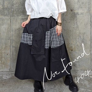 NEW【RooM404】 モード　モノトーンチェック切替スカート　ポケデザインスカート　スカート