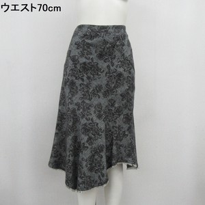 ウール混花柄裾変形スカート 69016