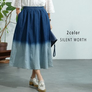 Skirt Gradation Gathered Skirt Denim 【2024NEW】