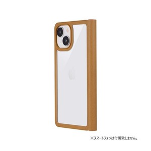 iPhone 15 軽量・背面クリアフラップケース 「Amake」 キャメル LN-IM23AMECA