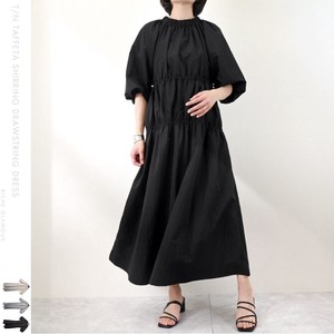 Casual Dress Bird Shirring T/N Taffeta One-piece Dress 【2024NEW】