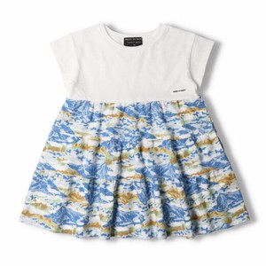 Kids' Casual Dress Patterned All Over Waist One-piece Dress Switching Made in Japan