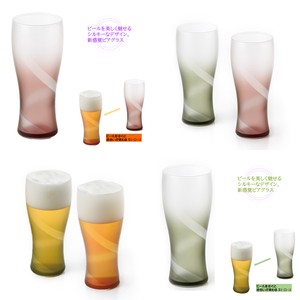 ☆爽やかなの中にある新感覚な色合い【ぬりもん de Verre/JAPAN】ビアグラス シルキーライン　2ペアセット