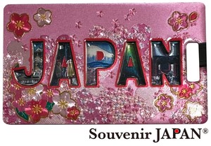 【木製ホイルラゲージタグ】文字JAPNE(ピンク)  エポキシ樹脂【お土産・インバウンド向け商品】