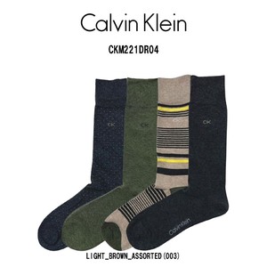 Calvin Klein(カルバンクライン)ソックス ビジネス クルー ストライプ 4足セット 男性 CKM221DR04