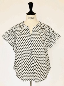 Button Shirt/Blouse Pudding Front Cotton